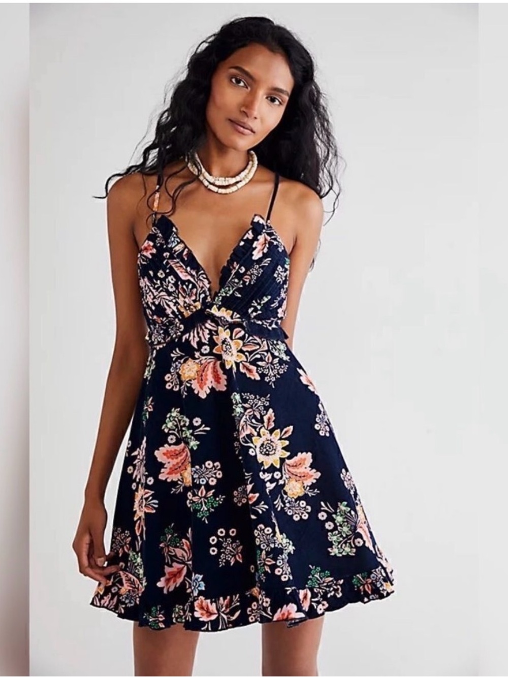 Free People Navy Floral Mini Dress - Picture 1 of 11